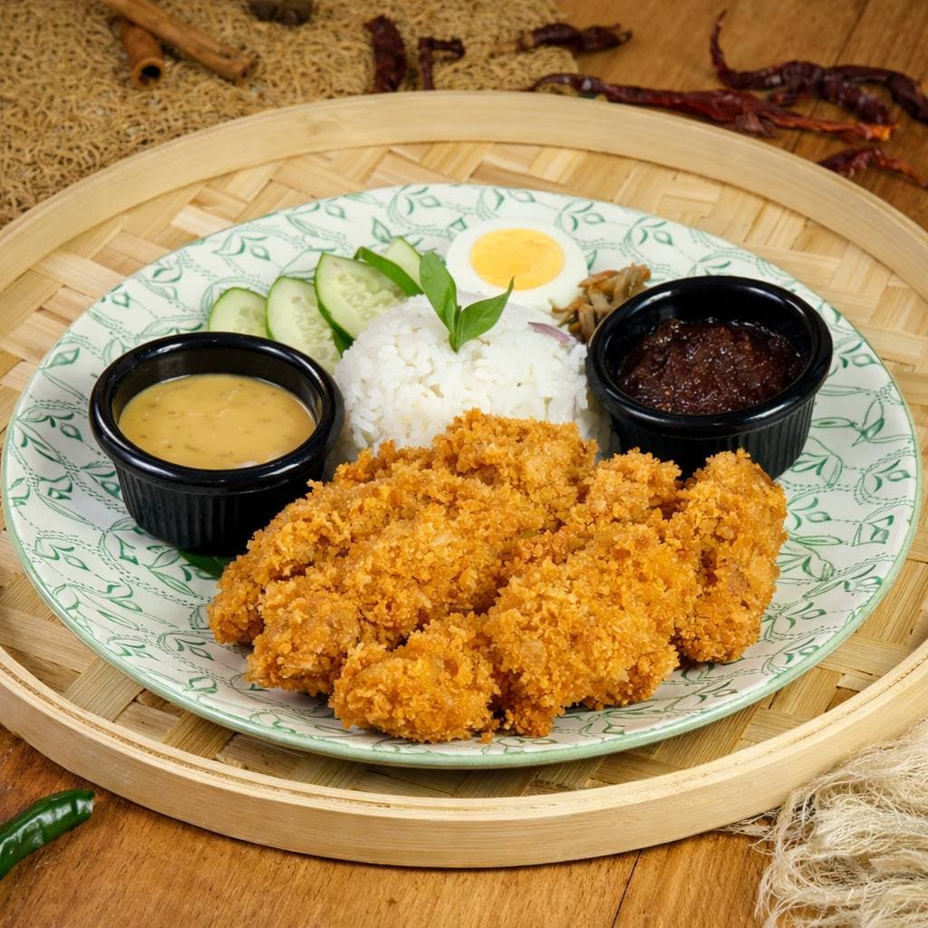 Nasi Lemak Fried Chicken Chop